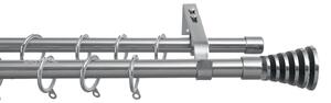 Κουρτινόξυλο Διπλό Επεκτεινόμενο 160-300cm Με Άκρα Grace Chrome Brushed 450305