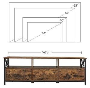 Έπιπλο TV, Vasagle, 40 x 147 x 50 cm, LTV301B01, Καφέ Ρουστίκ