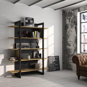 Russel Βιβλιοθήκη 136x44x180εκ. Helvezia Oak/Black