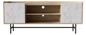 STOCKHOLM TV STAND SONOMA DECAPE ΛΕΥΚΟ ΜΕ ΟΨΗ ΜΑΡΜΑΡΟΥ 140x39,5xH60cm