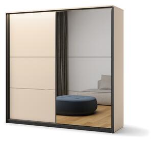 Ντουλάπα Virmoro 100, Μαύρο, Beige, 221x220x68cm, Πόρτες ντουλάπας: Ολίσθηση,Ο αριθμός των θυρών