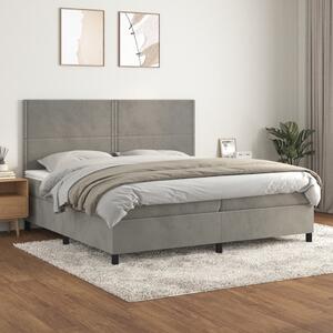 VidaXL Κρεβάτι Boxspring με Στρώμα Ανοιχτό Γκρι 200x200 εκ. Βελούδινο