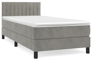 VidaXL Κρεβάτι Boxspring με Στρώμα Ανοιχτό Γκρι 100x200 εκ. Βελούδινο