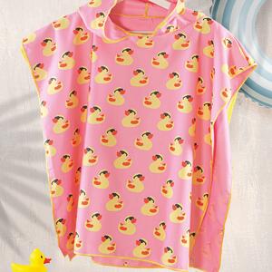 Παιδικό Πόντσο Microfiber (60x60) Rythmos Duck Pink