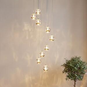 Lucande LED κρεμαστό φωτιστικό Hayley, Ø 40 cm, 9-φωτο, χρυσό, γυαλί, Χρυσό / Ορείχαλκου, Σαλόνι / τραπεζαρία, Γυαλί, σχεδιασμός