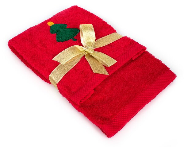 Χριστουγεννιάτικες Πετσέτες (Σετ 2τμχ) Dimcol Christmas Tree Red