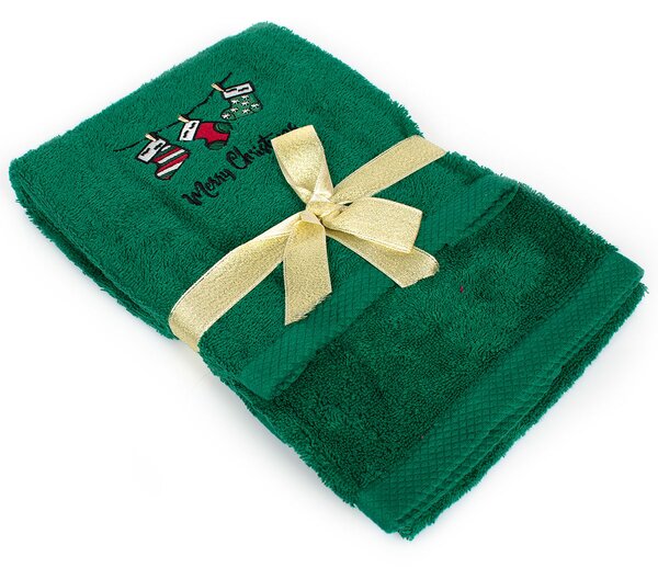 Χριστουγεννιάτικες Πετσέτες (Σετ 2τμχ) Dimcol Christmas Socks Green