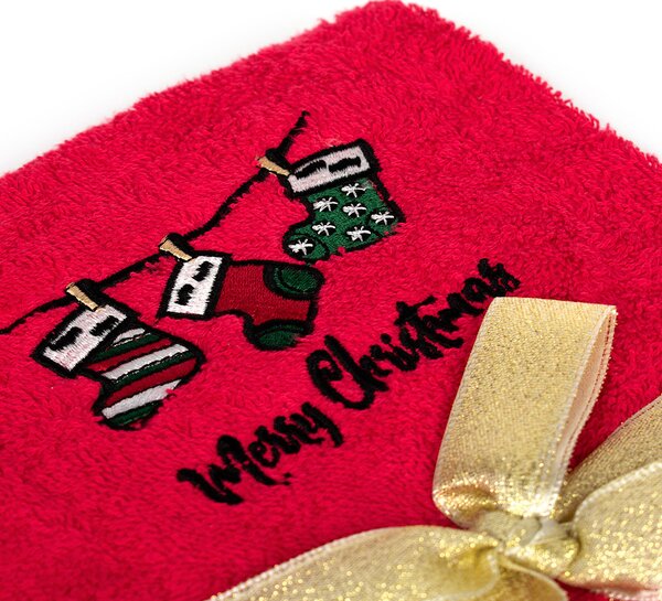 Χριστουγεννιάτικες Πετσέτες (Σετ 2τμχ) Dimcol Christmas Socks Red