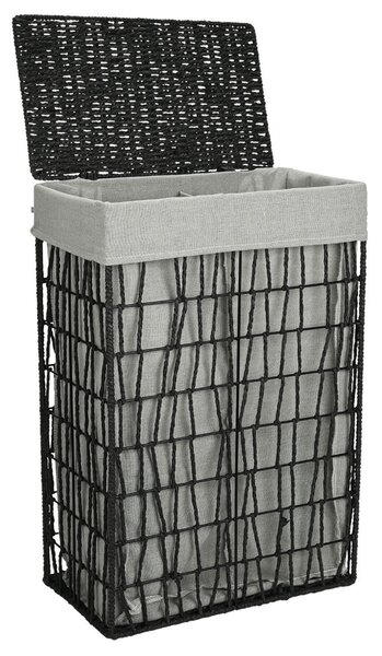 Καλάθι Απλύτων 2 Θέσεων (37x22x55) Estia Nest Μαύρο 02-28077