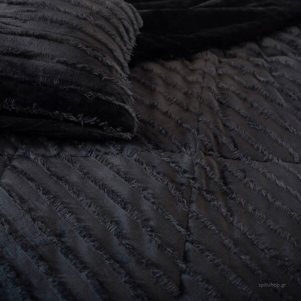 Κουβέρτα Καναπέ Fleece (130x180) Palamaiki Gwen Black