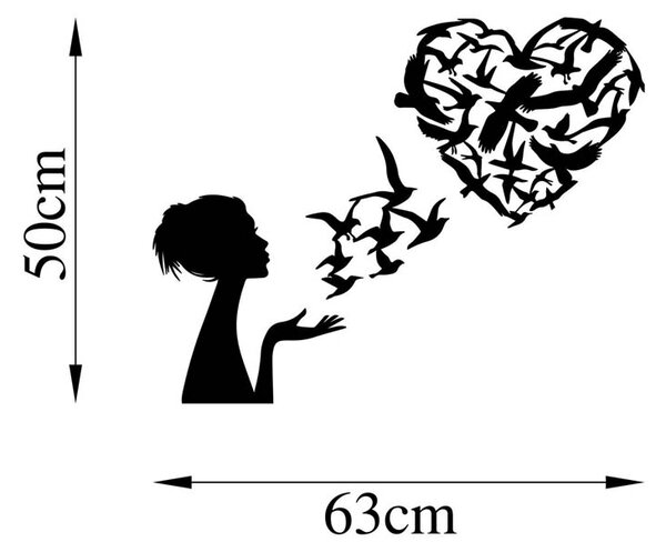 Διακοσμητικό Τοίχου (63x50) A-G Birds Woman Heart 891TNL3143