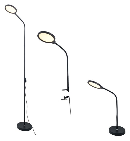 Πορτατίφ/Με Κλιπ/Φωτιστικό Δαπέδου 3 Σε 1 LED Step Dimmable Aca Stefan SF501ALL Black CCT