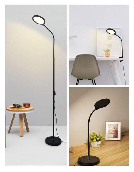 Πορτατίφ/Με Κλιπ/Φωτιστικό Δαπέδου 3 Σε 1 LED Step Dimmable Aca Stefan SF501ALL Black CCT