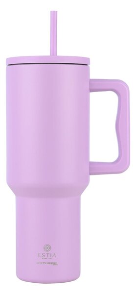 Κούπα Θερμός Με Λαβή & Καλαμάκι 1.2lt Estia Save The Aegean Tumbler Lavender Purple 01-32227