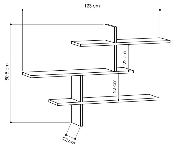 Ραφιέρα Τοίχου 6 Θέσεων (123x22x80.5) A-G Leo 776HMS1731 Oak