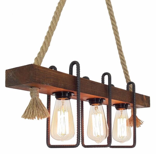 Φωτιστικό Οροφής Τρίφωτο A-G Demir 806ALD1478 Walnut