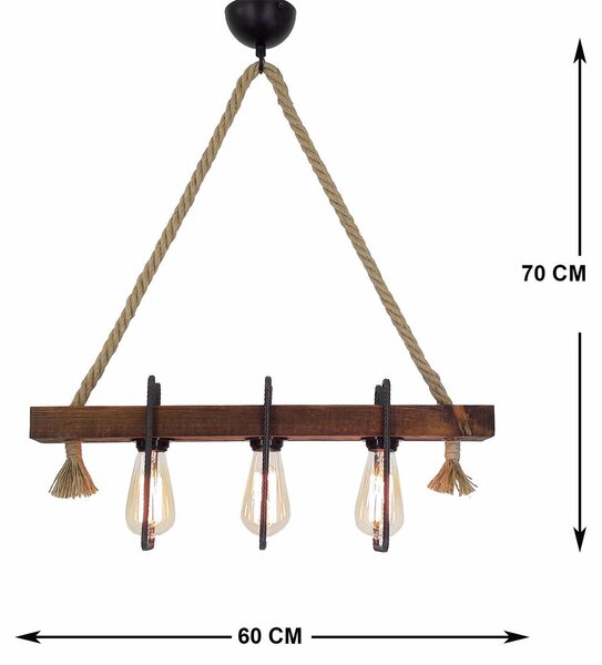 Φωτιστικό Οροφής Τρίφωτο A-G Demir 806ALD1478 Walnut