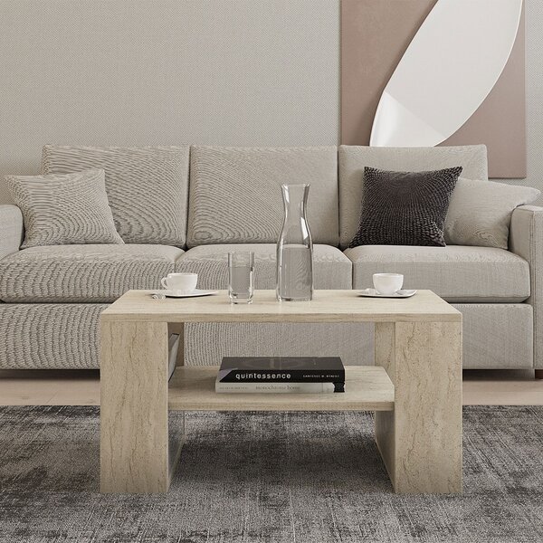 Τραπέζι Σαλονιού Με 3 Ράφια (80x50x40) A-G Iris 495SSE2113 Marble