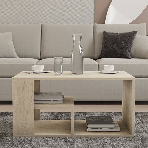Τραπέζι Σαλονιού Με 3 Ράφια (80x50x40) A-G Eros 495SSE2111 Travertine
