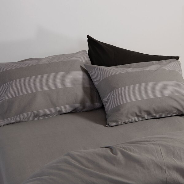 Παπλωματοθήκη Μονή (Σετ 170x240) 2 Όψεων Nef-Nef Homeware Casual Stripe D.Grey