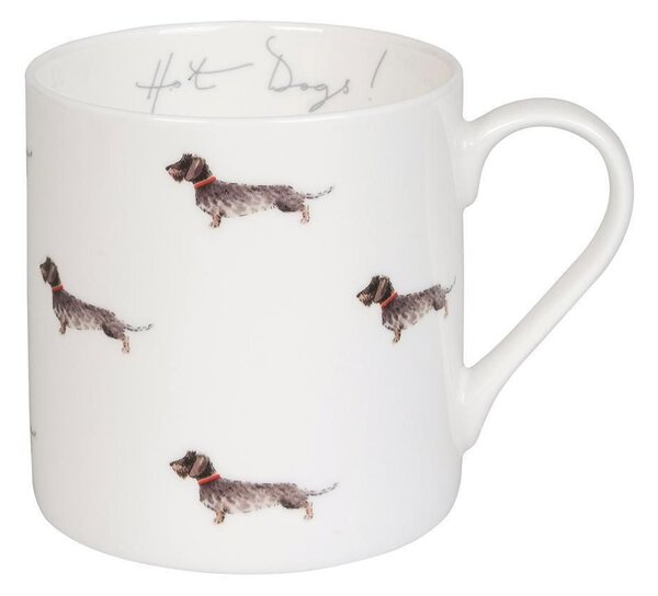 ΜΕΓΑΛΗ ΚΟΥΠΑ ΠΟΡΣΕΛΑΝΗΣ FINE BONE CHINA 425ml SOPHIE ALLPORT - HOT DOGS! (DACHSHUND)