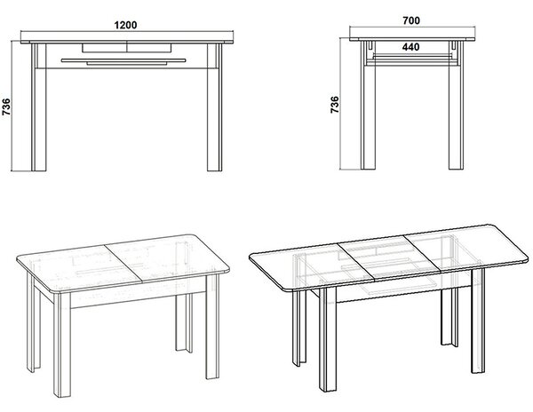 ΤΡΑΠΕΖΙ QUIIN PAKOWORLD ΕΠΕΚΤΕΙΝΟΜΕΝΟ ΚΑΡΥΔΙ 120-174X70X73.5ΕΚ