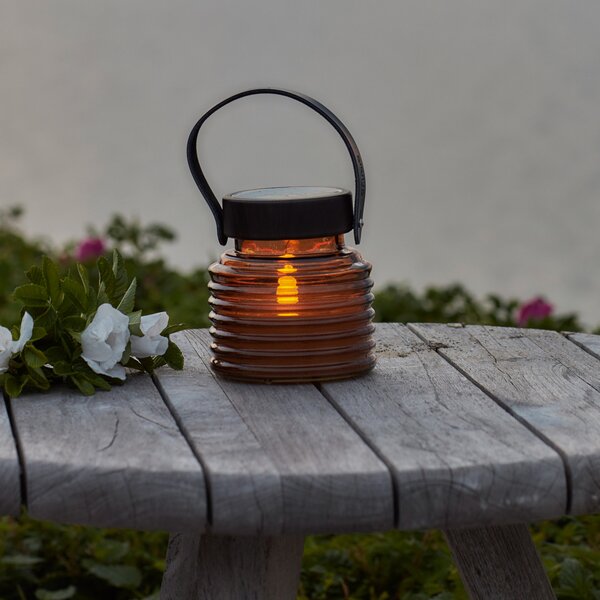 Sirius Φωτιστικό LED με ηλιακή ενέργεια Aston Jar, ύψος 12 cm, πορτοκαλί/καφέ, IP44, Καφέ / Σκουριάς, Γυαλί