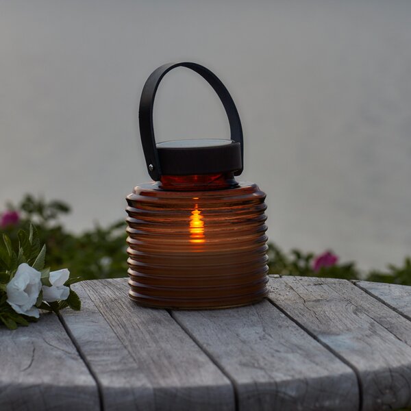 Sirius Φωτιστικό LED με ηλιακή ενέργεια Aston Jar, ύψος 16 cm, πορτοκαλί/καφέ, IP44, Καφέ / Σκουριάς, Γυαλί