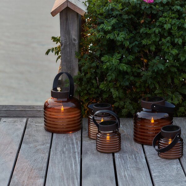 Sirius Φωτιστικό LED με ηλιακή ενέργεια Aston Jar, ύψος 12 cm, πορτοκαλί/καφέ, IP44, Καφέ / Σκουριάς, Γυαλί