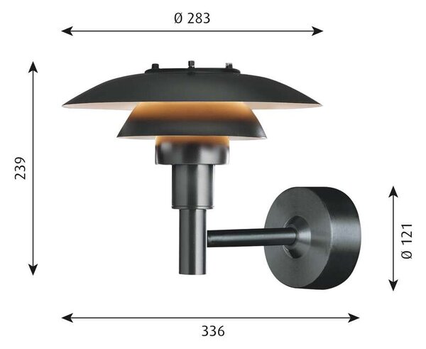 Louis Poulsen - PH 3-2½ Υπαίθρια Φωτιστικό Τοίχου V2 Black Louis Poulsen