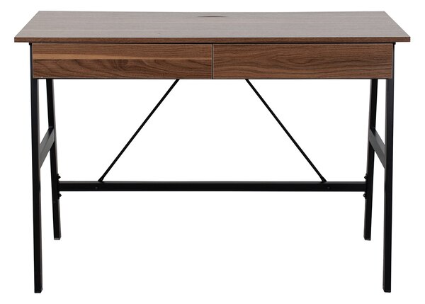 Γραφείο Με 2 Συρτάρια & Ντουλάπι (110x55x75) Spitishop Nuez Walnut/Black