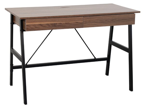 Γραφείο Με 2 Συρτάρια & Ντουλάπι (110x55x75) Spitishop Nuez Walnut/Black