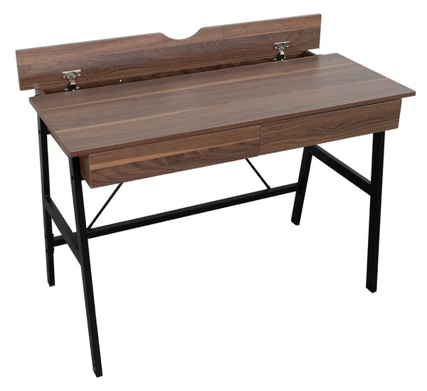 Γραφείο Με 2 Συρτάρια & Ντουλάπι (110x55x75) Spitishop Nuez Walnut/Black