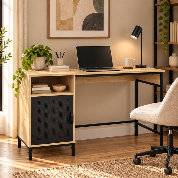 Γραφείο Με Ντουλάπι (120x48x75) Spitishop Vivo Natural/Black