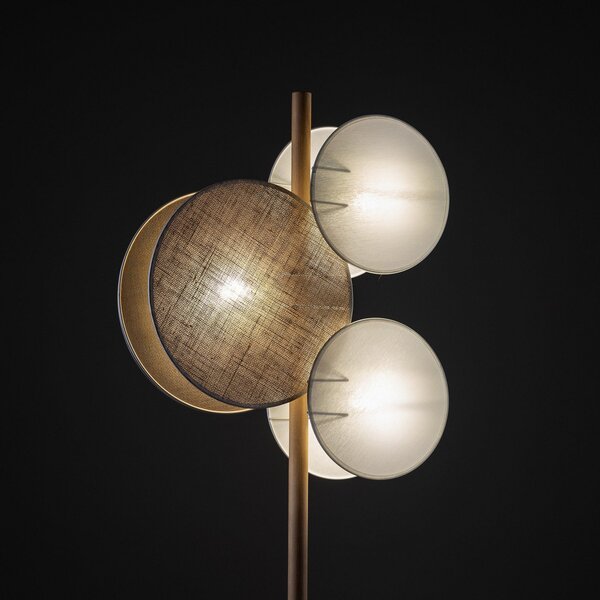 TK Lighting Φωτιστικό δαπέδου Pulse, αποχρώσεις γιούτα, φυσικό καφέ/λευκό, 3-φλόγα, Καφέ / Σκουριάς, Σαλόνι / τραπεζαρία, Ύφασμα / Κλωστοϋφαντουργία