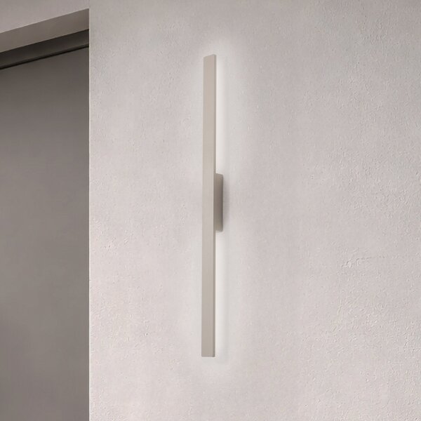 Nowodvorski Lighting LED φωτιστικό τοίχου Demi M, άμμος, αλουμίνιο, ύψος 100 cm, IP54, Μπεζ, Αλουμίνιο