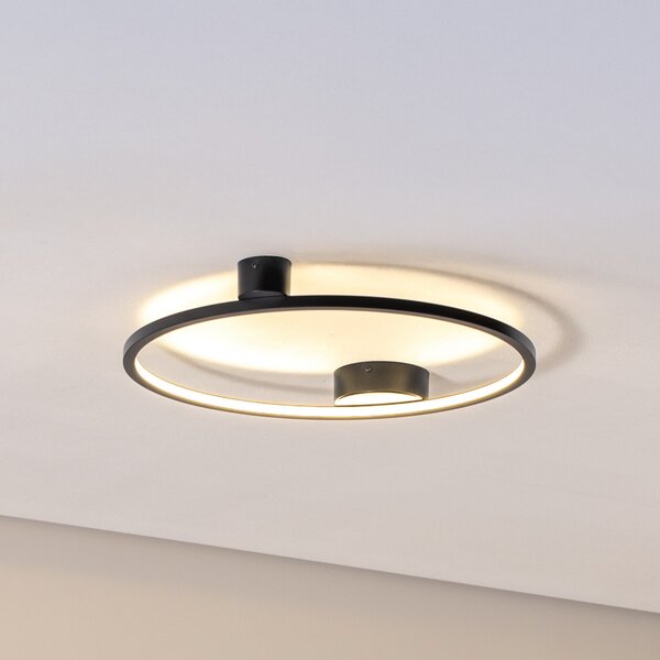 Milagro Lighting Φωτιστικό οροφής LED Saturno, μαύρο, Ø 50 cm, μέταλλο, 4.000 K, Μαύρο, Σαλόνι / τραπεζαρία, Αλουμίνιο, σύγχρονο