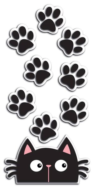 Αφρώδη Αυτοκόλλητα Τοίχου Ango Cat & Paws 59516