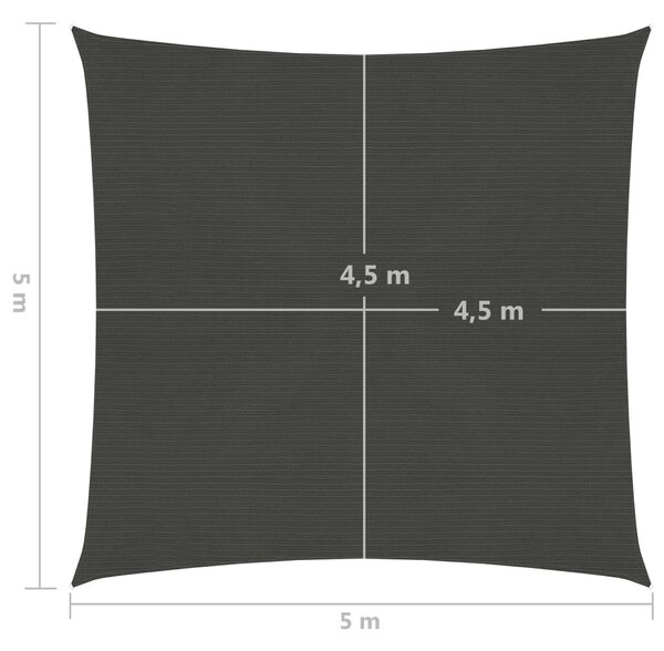 Πανί Σκίασης Ανθρακί 5 x 5 μ. από HDPE 160 γρ./μ² - Ανθρακί