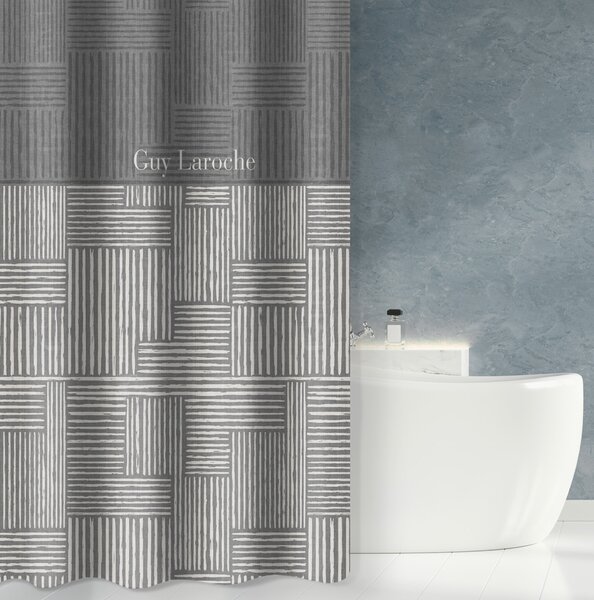 ΚΟΥΡΤΙΝΑ ΜΠΑΝΙΟΥ STENCIL SILVER 240X185 - Guy Laroche