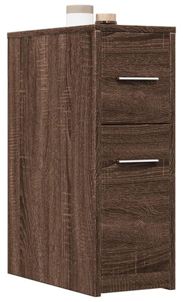 Armoire de salle de bain étroite avec roulettes chêne marron - Καφέ