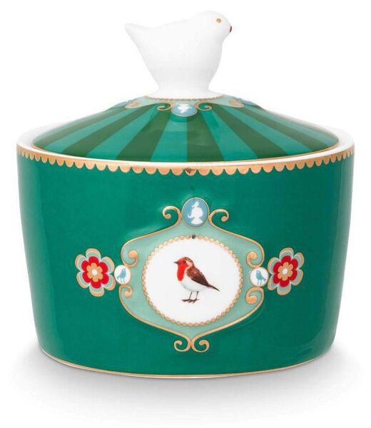 ΔΟΧΕΙΟ ΖΑΧΑΡΗΣ 300ml PIP STUDIO - LOVE BIRDS MEDALLION EMERALD-GREEN