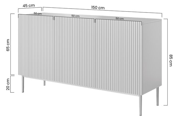 Μπουφές Niki Μαύρο Ματ + Χρυσά Πόδια 150x85x45cm - BOG4589