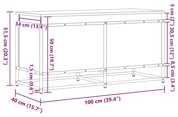 Κουτί Αποθήκευσης με Καφέ Δρυς 100x40x51,5 εκ. Επεξ. Ξύλο - Καφέ