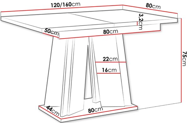 Τραπέζι Doha επεκτεινόμενο I-leuko marmaro -leuko gualistero - 120.00Χ80.00Χ75.00cm