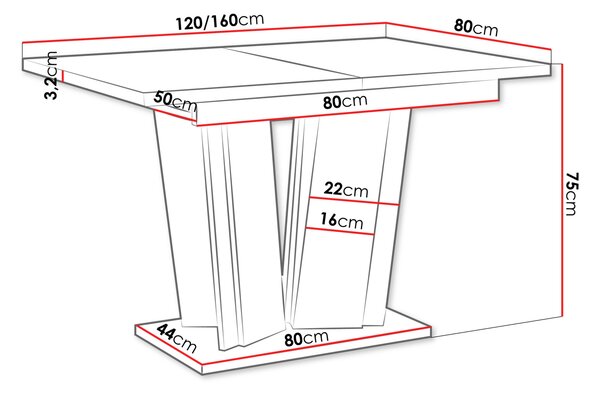 Τραπέζι Doha επεκτεινόμενο ΙΙ-leuko gualistero - concrete - 120.00Χ80.00Χ75.00cm