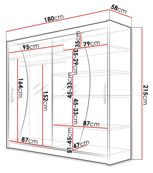 Ντουλάπα London IX συρόμενη-Wenge - 180.00Χ58.00Χ215.00cm