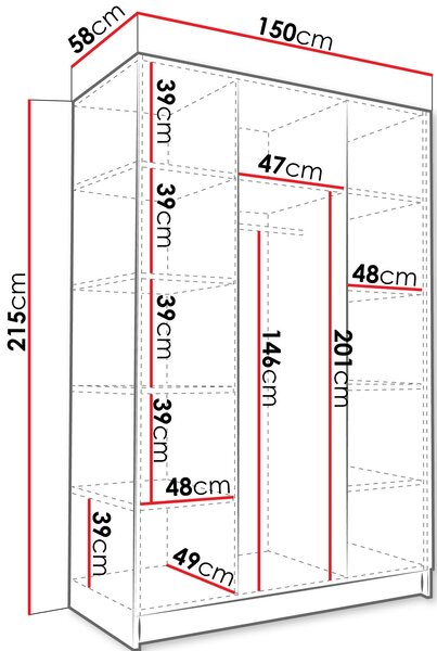 Ντουλάπα Calia II Τρίφυλλη-Gkri-Mauro - 0.00Χ0.00Χ0.00cm