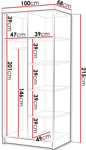 Ντουλάπα Bono Δύφυλλη-Gkri-Mauro - 0.00Χ0.00Χ0.00cm