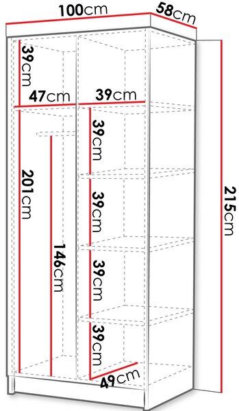 Ντουλάπα Bono III Δίφυλλη-Mauro-Xriso - 0.00Χ0.00Χ0.00cm